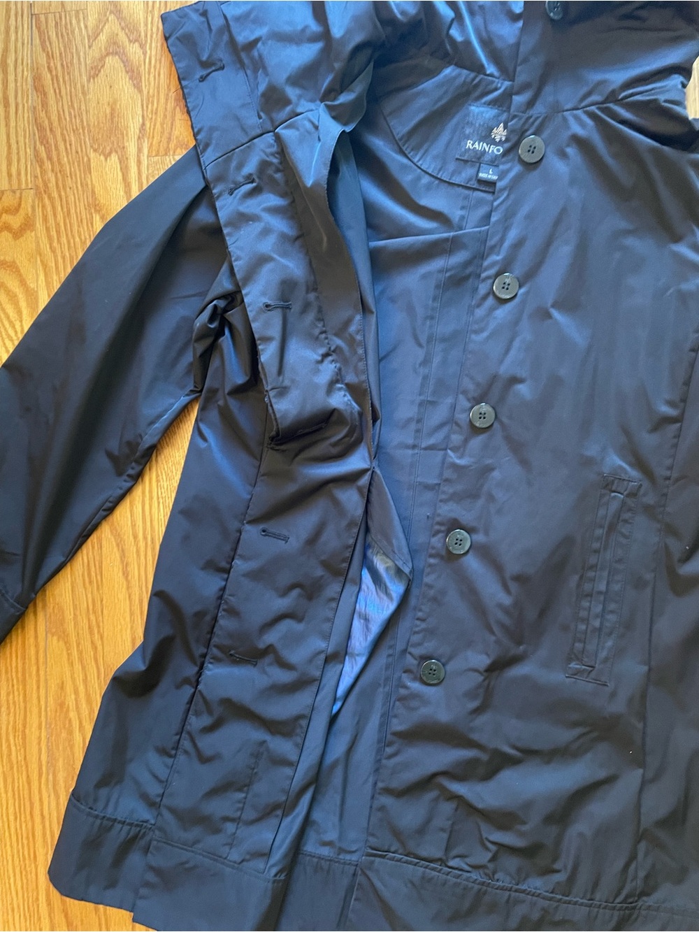 RAINFOREST Black Ruffle-Front Trench Coat - Picture 3 of 6